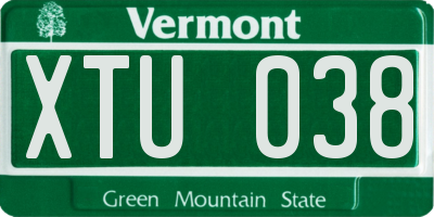 VT license plate XTU038
