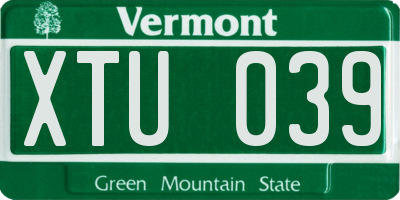 VT license plate XTU039