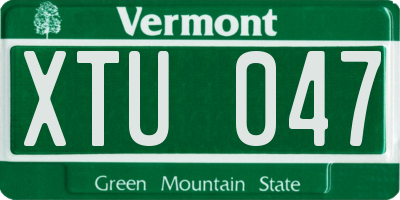 VT license plate XTU047