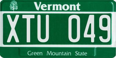 VT license plate XTU049