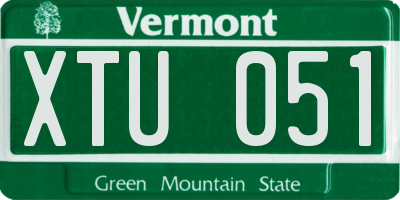 VT license plate XTU051