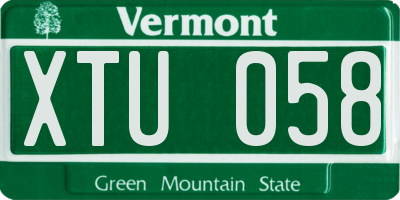 VT license plate XTU058