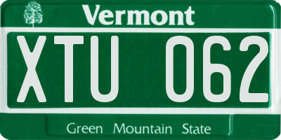 VT license plate XTU062