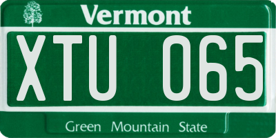 VT license plate XTU065