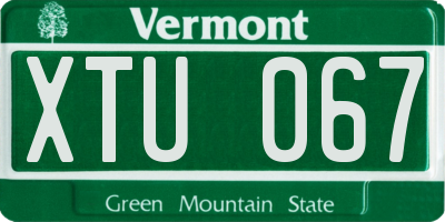 VT license plate XTU067