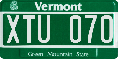 VT license plate XTU070