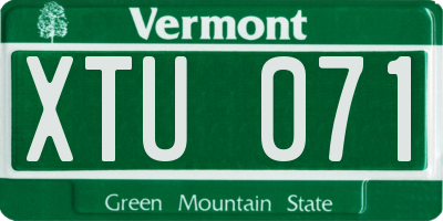VT license plate XTU071