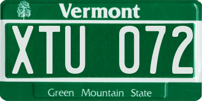 VT license plate XTU072