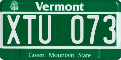 VT license plate XTU073