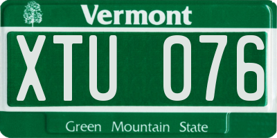 VT license plate XTU076