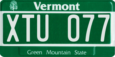 VT license plate XTU077