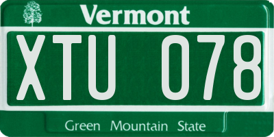 VT license plate XTU078