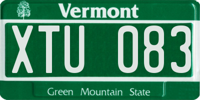 VT license plate XTU083