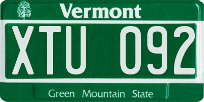 VT license plate XTU092