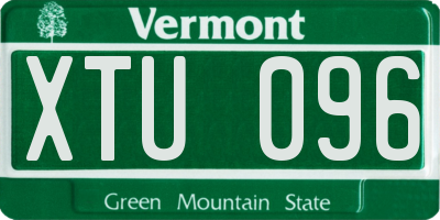 VT license plate XTU096