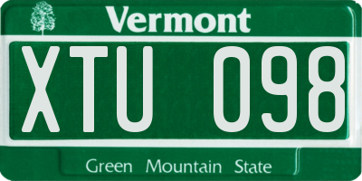 VT license plate XTU098
