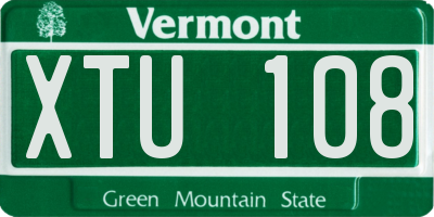 VT license plate XTU108
