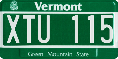 VT license plate XTU115