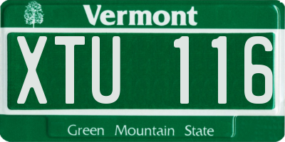 VT license plate XTU116
