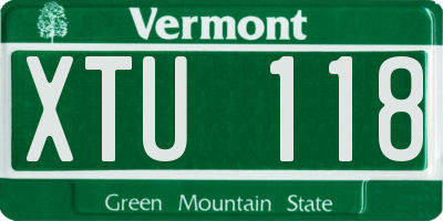 VT license plate XTU118