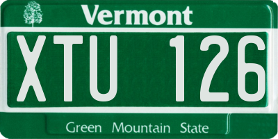 VT license plate XTU126