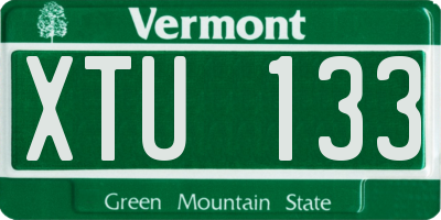 VT license plate XTU133