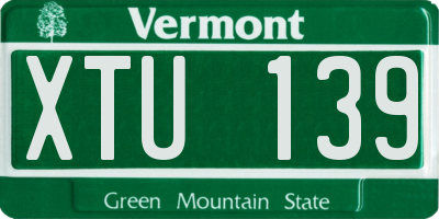 VT license plate XTU139