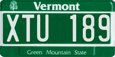 VT license plate XTU189