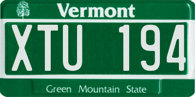 VT license plate XTU194