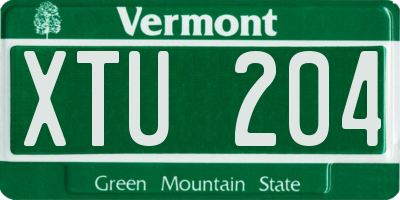 VT license plate XTU204