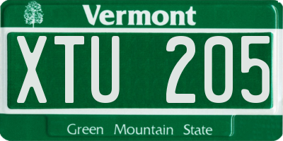 VT license plate XTU205