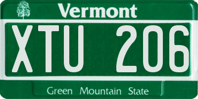 VT license plate XTU206