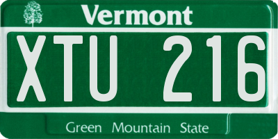 VT license plate XTU216