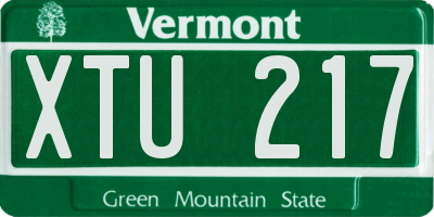 VT license plate XTU217