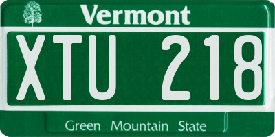 VT license plate XTU218