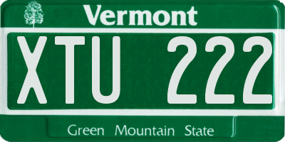 VT license plate XTU222
