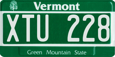 VT license plate XTU228