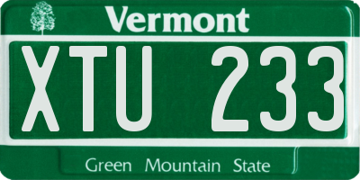 VT license plate XTU233