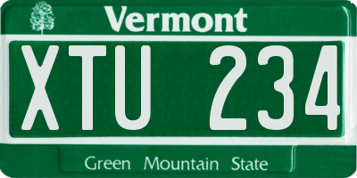 VT license plate XTU234