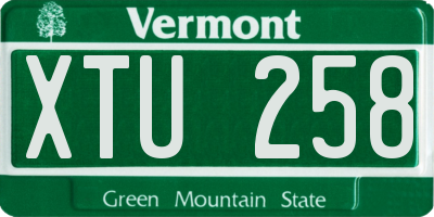 VT license plate XTU258
