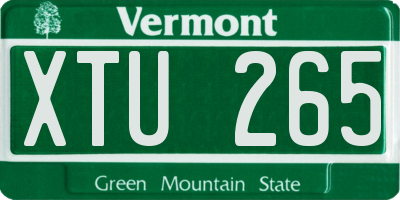 VT license plate XTU265