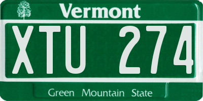 VT license plate XTU274