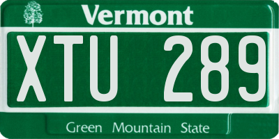 VT license plate XTU289