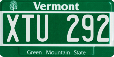 VT license plate XTU292