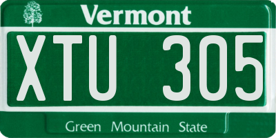 VT license plate XTU305