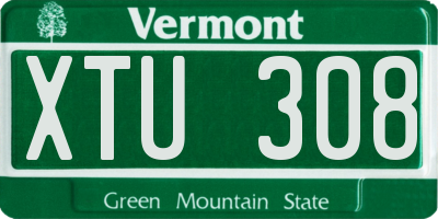 VT license plate XTU308