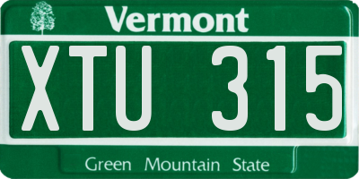 VT license plate XTU315