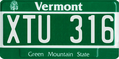 VT license plate XTU316