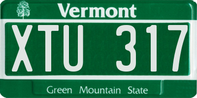 VT license plate XTU317