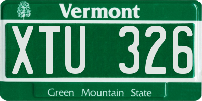 VT license plate XTU326